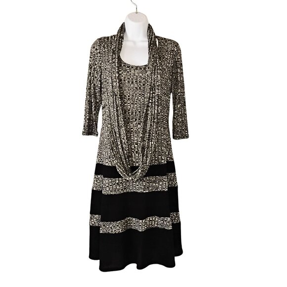 VTG Y2K Westport Womens A Line Sweater Dress Scarf Set Size M Colorblock Stripe - Picture 1 of 6